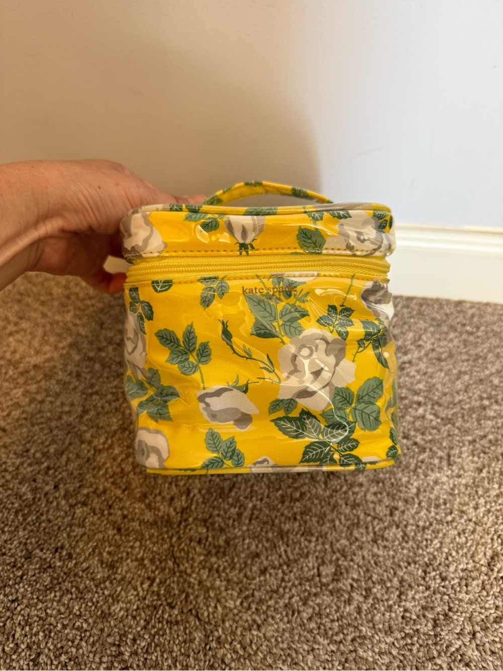 kate spade yellow floral vinyl travel case